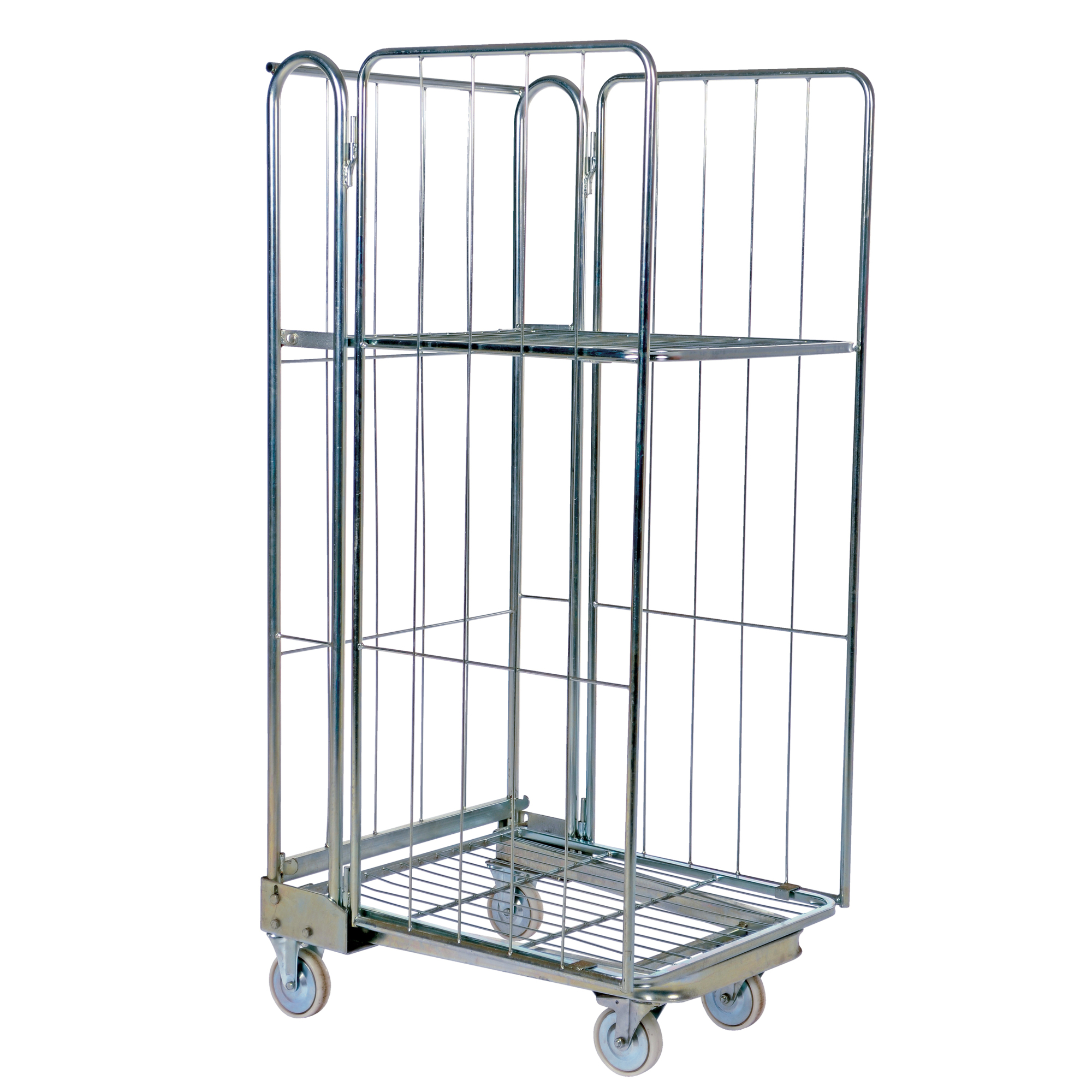 Vestil Galvanized Foldable/Nestable Roller Container - 2 Shelves, 660-Lb. Total Capacity, Model# ROL-85